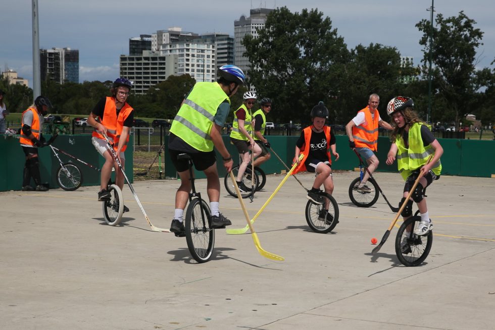Ruccis joins the first ever Melbourne Unicycle Hockey match! Ruccis