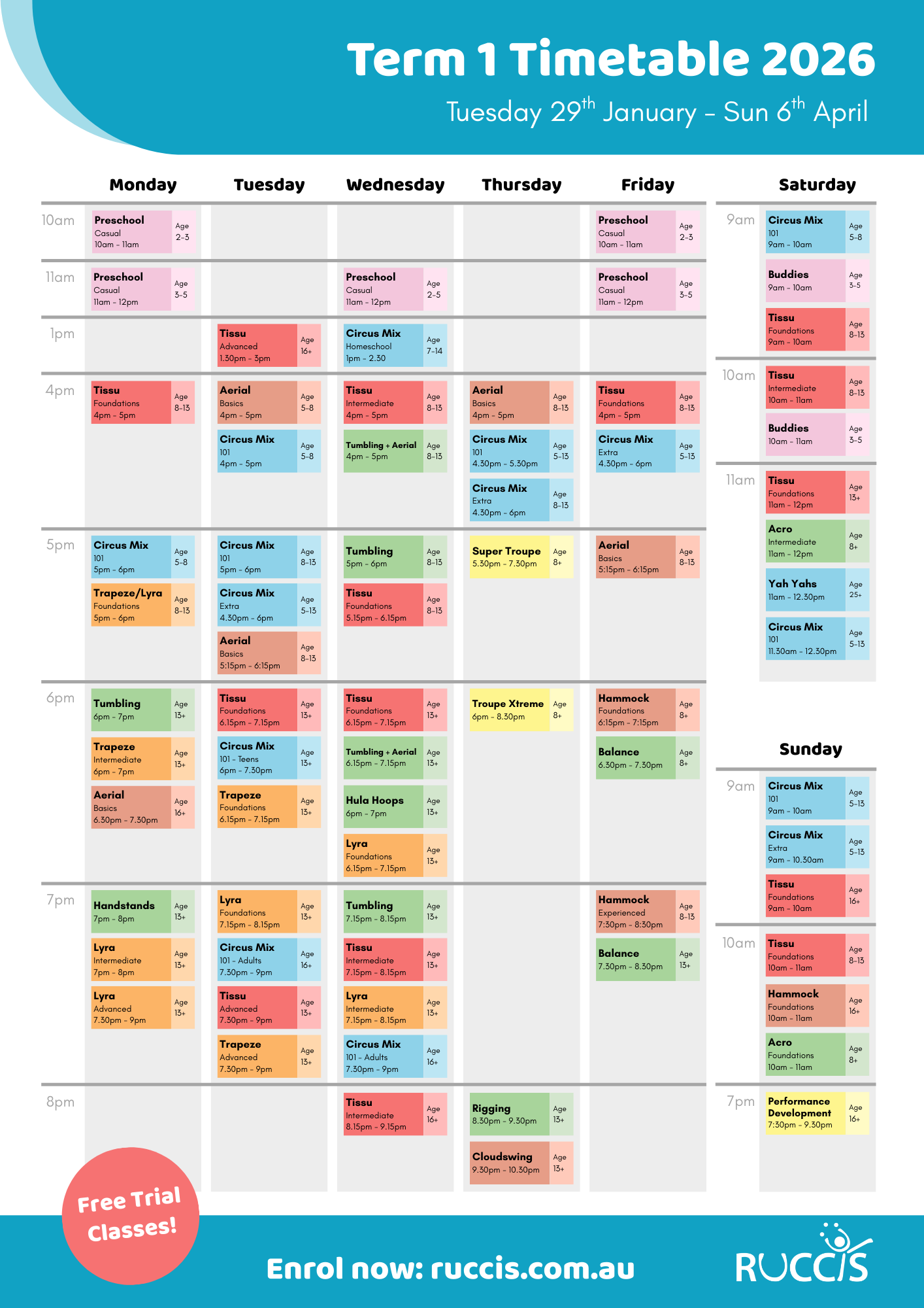Ruccis Timetable Term 1 2026 Term 2 2024